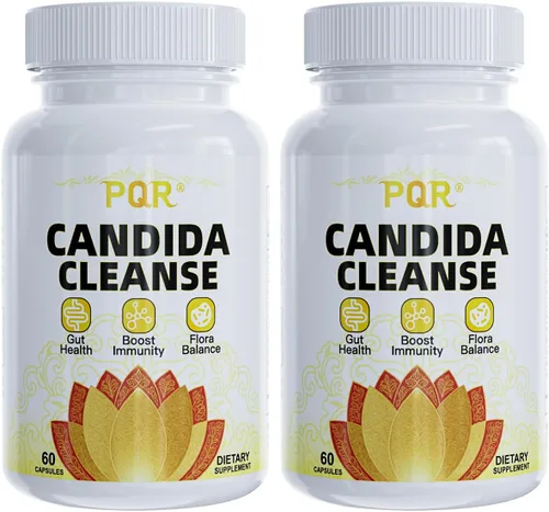 PQR Candida Cleanse - Soporte intestinal y colon, fórmula herbaria natural, incluye hoja de orégano, ajenjo, nogal negro, ácido caprílico-1, 120