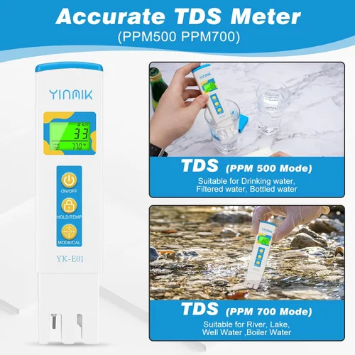Miniatura 4 de Medidor TDS para agua potable, medidor PPM de agua, probador EC TDS para sistema RO/RI, agua del grifo, agua filtrada, probador de calidad de agua