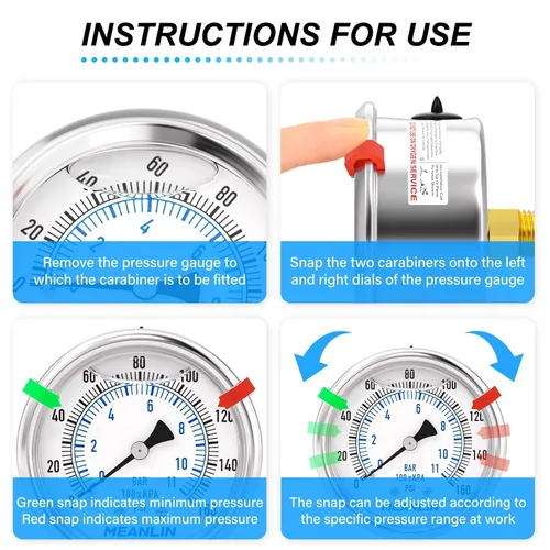Miniatura 110 de MEANLIN MEASURE Medidor de presión de acero inoxidable relleno de líquido de 0 ~ 300 psi, esfera de cara NPT de 2 pulgadas para compresor de aire