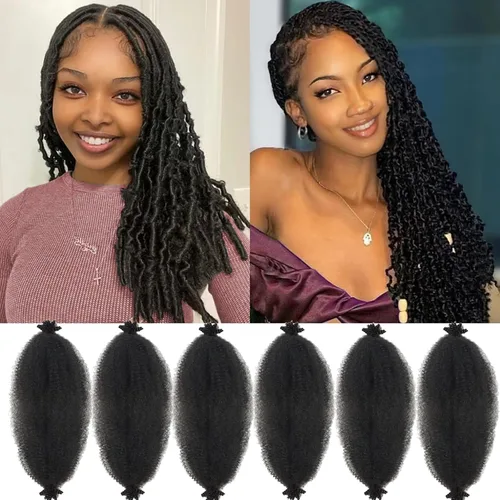 Miniatura 19 de Marley Twist - Cabello trenzado marrón Spring Twist de 18 pulgadas, cabello Marley para rastas suaves de imitación mariposa, cabello trenzado rizado