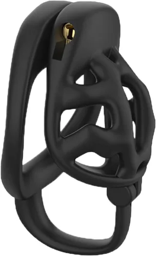 Dispositivos de jaula de castidad masculina, jaula de resina para pene con 3 anillos de pene enganchados, bloqueo de jaula de castidad invertida,