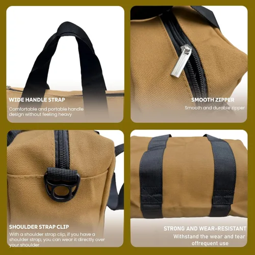 Miniatura 4 de BLIRITEL Bolsa de herramientas portátil de 12 pulgadas de boca ancha, bolsa de almacenamiento de herramientas de lona resistente, bolso de mano