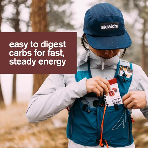 Miniatura 4 de Skratch Labs Energy Chews Gomitas de cafeína para correr, ciclismo y rendimiento deportivo, alternativa al gel, cereza agria (paquete de 10), sin