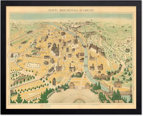 Miniatura 63 de Monem Art Mapa Monumental Vintage de Florencia Impresión - Póster de Viaje Retro - Arte de Italia - Gran Regalo para Hombres, Mujeres, Amantes