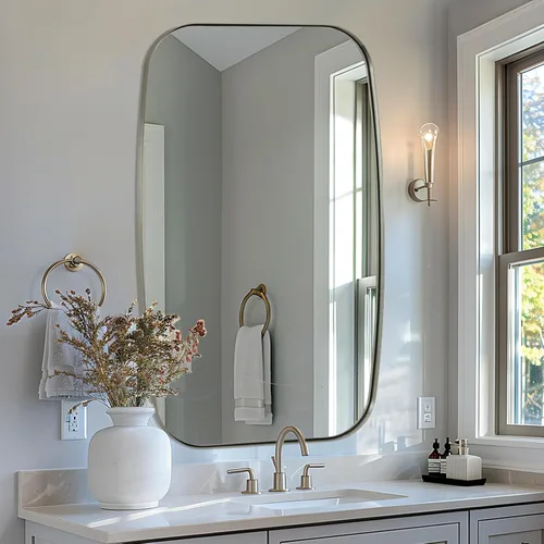 Miniatura 16 de ANDY STAR - Espejos ovalados negros para baño, espejo grande de 24x36 pulgadas con marco de metal negro mate oblongo para pared, espejo moderno