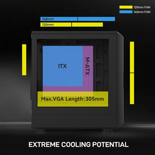 Miniatura 3 de ALSEYE Rams2.0 - Carcasa de PC de torre media Micro-ATX/ITX MATX, panel lateral de vidrio templado, filtros de polvo de control ARGB compatibles