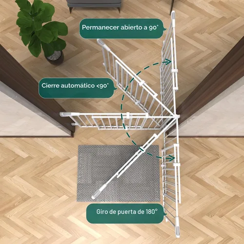 Miniatura 5 de Babelio Puerta de bebé para escaleras, cocina y puertas, 26-43 pulgadas de ancho 28 pulgadas de alto, sin barra inferior, fácil instalación, Blanco