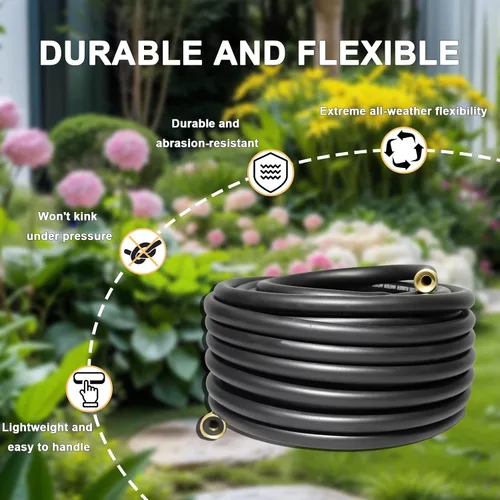 Miniatura 2 de Aain - Manguera de jardín de goma flexible y duradera de 50 pies 5/8 con accesorios de latón, sin torceduras, a prueba de fugas, para jardinería
