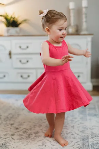 Miniatura 3 de City Threads Vestido de fiesta de algodón para niñas con diseño de skater