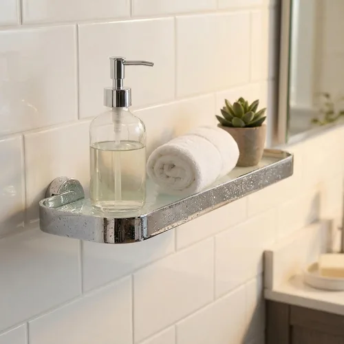 Miniatura 4 de Cortesi Home Milo - Estantería contemporánea de acero inoxidable para tocador, cromada, 16 pulgadas