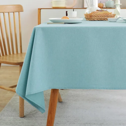 Miniatura 11 de Laolitou - Mantel cuadrado de lino impermeable texturizado negro, manteles lavables sin arrugas a prueba de derrames para mesa de comedor