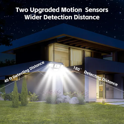 Miniatura 5 de Lámpara Solar con Sensor de 4 Cabezales, Luces Exteriores con Sensor de Movimiento 3000LM, 283 LED, 6500 K, Sensor de Movimiento, IP65 Impermeable