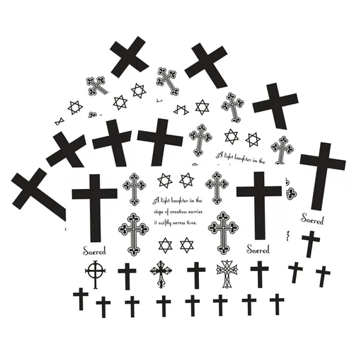 Cruz Negra Impermeable Tatuaje Temporal Hombres y Mujeres Cicatrices Pintadas Pequeñas Cruz Tatuajes Pegatina 5 Hojas 10x17CM