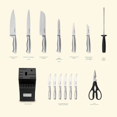 Miniatura 4 de Cuisinart C77SS-15PK Juego de 15 piezas de cuchillería con mango hueco de acero inoxidable, juego de cuchillos de cocina con hojas de acero