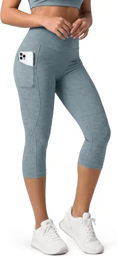 Miniatura 152 de ODODOS - Leggings capri de cintura alta para mujer con bolsillos, control de abdomen, no se transparentan, para entrenamiento atlético, running