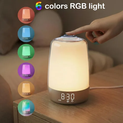 Miniatura 2 de Winshine - Lámpara de noche táctil con simulación del amanecer, reloj despertador con alarma, lámpara de mesa con brillo regulable de 3 vías