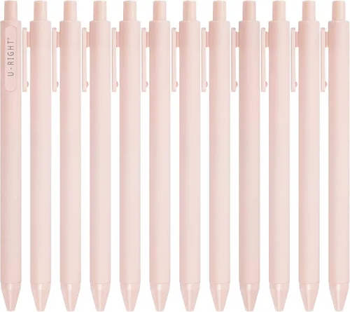 Miniatura 7 de U-RIGHT 12 piezas de bolígrafos de tinta de gel, tinta negra de 0.5 mm, punta fina, escritura suave, bolígrafos bonitos para oficina y escuela Verde
