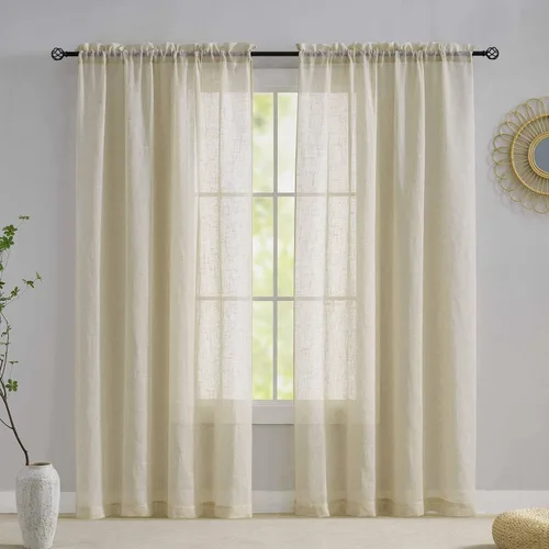 Miniatura 8 de Home Brilliant Cortinas traslúcidas para sala de estar de 45 pulgadas de largo, paneles de ventana pequeños para dormitorio, cortinas cortas