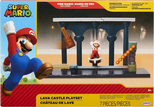 Miniatura 9 de Nintendo Super Mario Lava Castle Deluxe Play Set, incluye: figura de Mario de fuego de 2.5 pulgadas y características mecánicas, torre de bolas