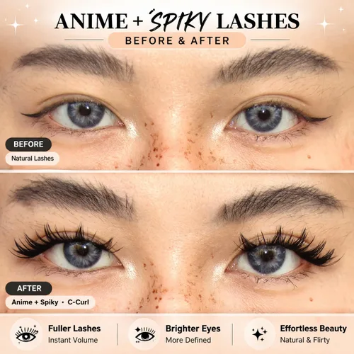 Miniatura 2 de 10 pares de pestañas postizas de anime de manga, pestañas sintéticas de ojo de gato, pestañas ligeras sin crueldad animal para maquillaje diario