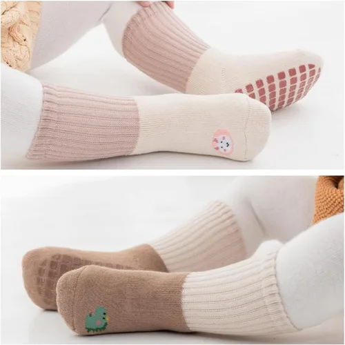 Miniatura 3 de Calcetines antideslizantes para bebé, calcetines cálidos y gruesos antideslizantes para niñas, niños y recién nacidos, 6 pares