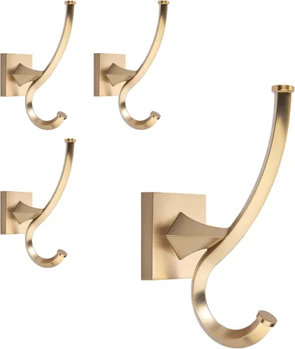 Miniatura 7 de TUNNY Paquete de 2 Ganchos de Pared Vintage - Ganchos para Abrigos Dorado Champán Gancho para Toallas para Colgar de Servicio Pesado Gancho de Baño