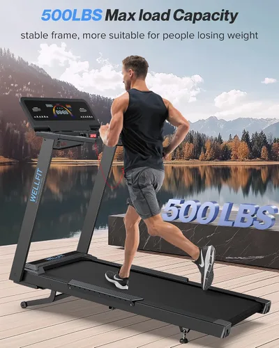 Miniatura 2 de WELLFIT - Cinta de correr inclinada automática, 15% de inclinación resistente, para el hogar 4.5HP, 10 MPH, 500 lbs Capacity, 20'' x 55'' Running
