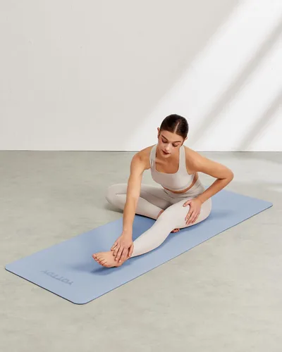 Miniatura 9 de Esterilla de yoga, esterilla de ejercicios antideslizante de TPE (1/4 pulgada) para pilates, fitness y entrenamientos a pie descalzo, esterilla