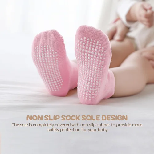 Miniatura 4 de Calcetines de tobillo antideslizantes para bebé, paquete de 12 para niños y niñas, calcetines de algodón lindos para bebés