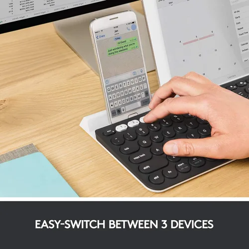 Miniatura 2 de Logitech K780 Teclado Inalámbrico Multidispositivo para Computadora, Teléfono y Tableta – Compatible con Control de Varios Ordenadores FLOW