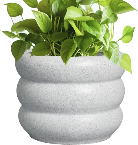 Miniatura 35 de Maceta de cerámica SQOWL para plantas de 8 pulgadas - Maceta de interior con orificio de drenaje para plantas de exterior, maceta floral moderna