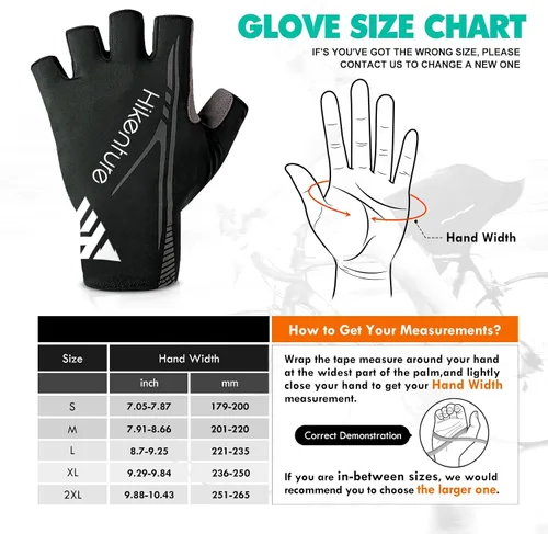 Miniatura 4 de Hikenture Guantes de ciclismo para hombre, guantes de bicicleta, guantes de ciclismo acolchados de 0.197in, guantes de bicicleta de medio dedo