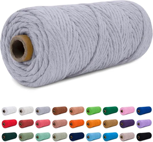 Miniatura 13 de CAMAL Cordón de macramé de 0.157 in x 109 yardas (328.1 ft), cuerda de algodón de color para tejer, manualidades, colgar en la pared, proyectos