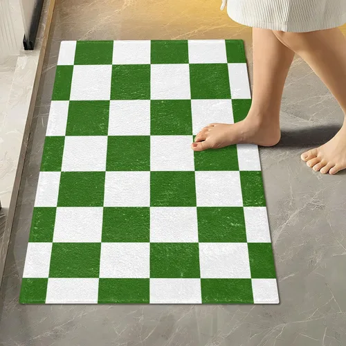 Miniatura 36 de Tapete de baño a cuadros negros y morados, suave, absorbente, lavable, tapete de baño para suelo de baño, tapete de baño antideslizante para baño