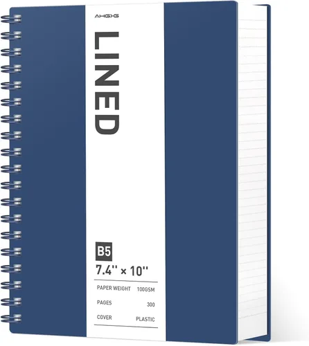 Miniatura 9 de AHGXG Cuaderno espiral rayado para universidad - Cuaderno espiral perforado A4 de 8.5" x 11", 300 páginas con páginas perforadas fáciles de rasgar