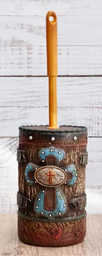 Miniatura 8 de Ebros Gift Cruz azul rústica del viejo mundo occidental con concho y cabezas de clavos en acabado de madera envejecida sintética con patrones