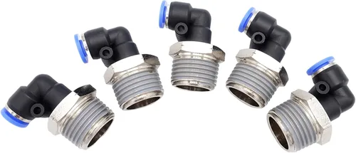 Miniatura 31 de Empuje para conectar conexión de tubo de 1/4" OD x 1/8" rosca NPT macho, codo neumático macho de aire línea de agua de aire de 90 grados codo