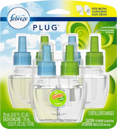 Miniatura 21 de Febreze Fade Defy PLUG - Ambientador antiolor para eliminar olores, Downy April Fresh, Gain Original, Linen & Sky, (3) recargas de aceite perfumado