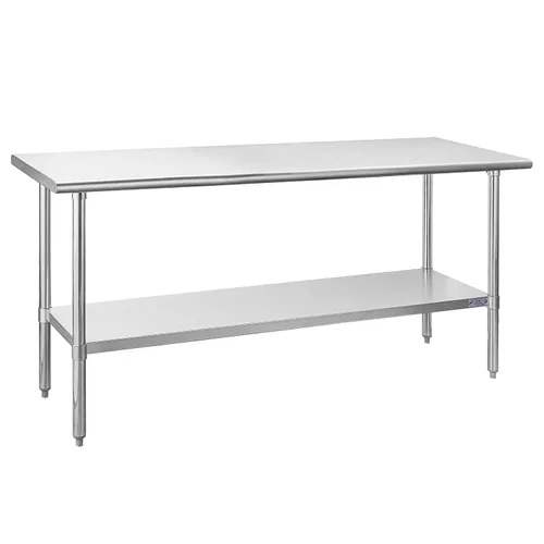 Miniatura 54 de Mesa de acero inoxidable para preparación y trabajo, con ruedas giratorias, mesa resistente, comercial NSF, con estante inferior y protector