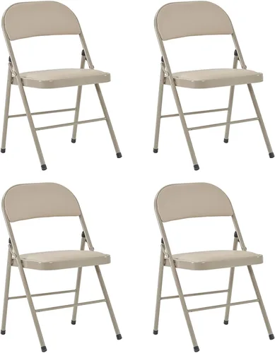 Miniatura 24 de Paquete de 4 sillas plegables negras con cojín acolchado y respaldo para interiores y exteriores, silla plegable comercial apilable portátil