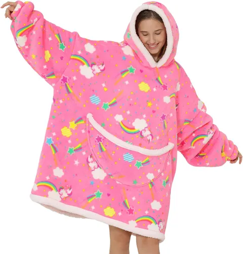 Miniatura 16 de Manta con capucha, sudadera de gran tamaño para adultos, mujeres y hombres, hecha de franela muy suave y cálida, con bolsillo y mangas