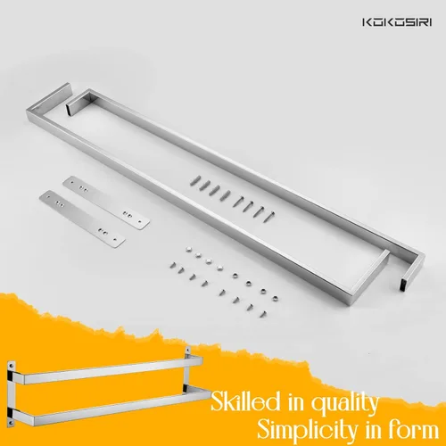 Miniatura 9 de KOKOSIRI Barras para Toallas Portadores de Toallas de Baño 32 Pulgadas Cromado Baño 2 Niveles Escalera Rieles para Toallas Montado en Pared Estantes