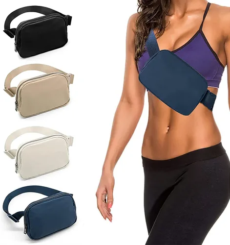 Miniatura 48 de Cangurera cruzada para mujer, mini bolsa para cinturón de 1 litro con correa ajustable de 32 a 51 pulgadas, bolsa de cintura pequeña para viajes