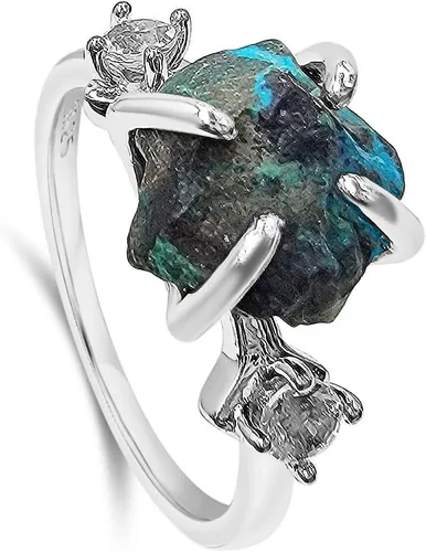 Miniatura 10 de Anillo de cristal crudo real con piedra natal, plata de ley, oro blanco, regalo de joyería para ella, regalo de Navidad, Día de la Madre