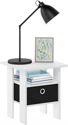Miniatura 8 de Mesa de noche con cajón Furinno, Madera, Marrón oscuro/Negro