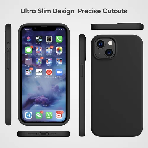 Miniatura 9 de CellEver Funda de silicona resistente para iPhone 13, protección militar contra caídas, protección elevada de pantalla y cámara, interior sin Negro