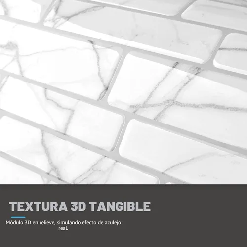 Miniatura 5 de Art3d Protector contra salpicaduras de 10 hojas, 12 pulgadas x 12 pulgadas, diseño de mármol blanco