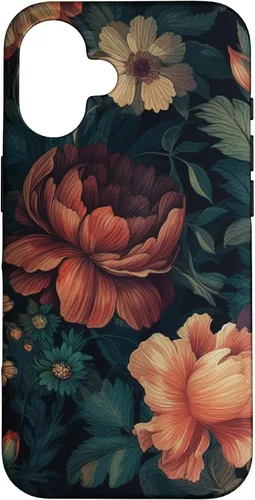Miniatura 32 de Vintage Dark Flower Pattern Moody Floral Case for iPhone 17