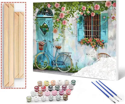 Miniatura 54 de Kits de pintura por números para adultos principiantes, pintura al óleo sobre lienzo de 16 x 20 pulgadas, lámpara de flores y óleo, pigmento 4-Art-06