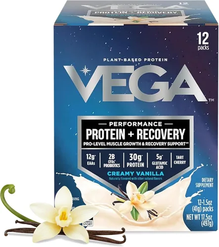 Miniatura 19 de Vega Sport proteína en polvo vegana + recuperación - 30g de proteína a base de plantas por porción, vainilla, 45 porciones, 5g de BCAA, probióticos